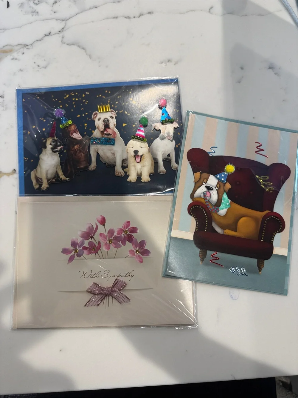 Assorted Dog & Floral Greeting Cards - Blue, Cream, Pink